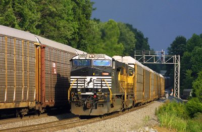 NS 287 meets 23G at East Waddy as a nasty summer storm looms overhead.