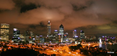 Perth city by night from Kings Park