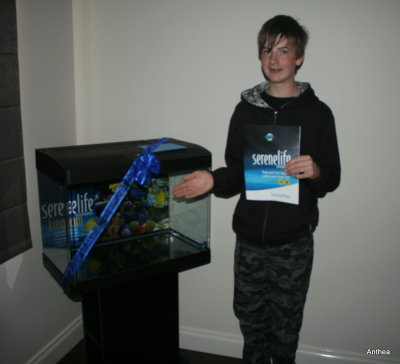 Matt and his new aquarium for his 14th Birthday