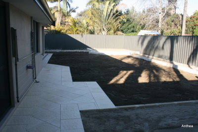 The next job is to sink the bore, run all the reticulation, lay the lawn and improve, mulch and plant the garden beds.