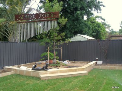 The next job is to finish this area, the veggie gardens and mulch all the garden beds