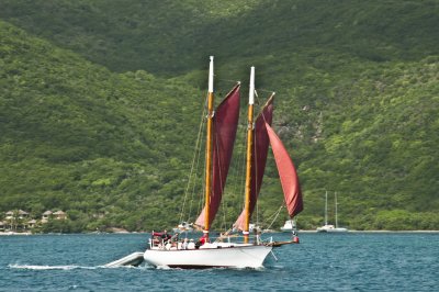 Sailing vessel at Saba Rock