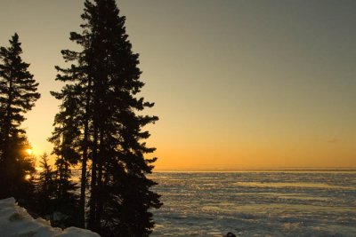 Sunrise and ice at Cascade - east