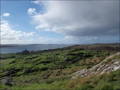 Iona: the Abbey and west coast of Mull from Dun I
