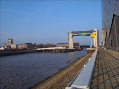 River Hull estuary showing the Millennium Bridge open