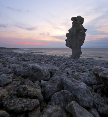 sea stack on langhammars, faro, gotland