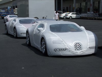 1230 13th October 08 3 Bugatti Veyrons costing USD1500000 each being delivered at Sharjah Airport.jpg