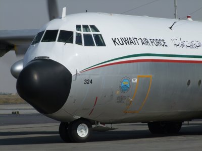 1426 13th October 08 Kuwait Air Force Hercules C-130 at Sharjah Airport.jpg