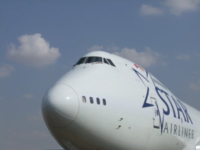 1352 17th November 08 Star Airlines 747 at Sharjah Airport.jpg