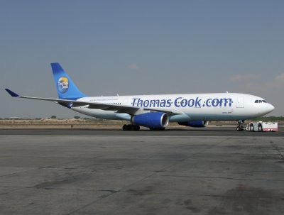 1320 18th November 08 Thomas Cook A330 at Sharjah Airport.jpg