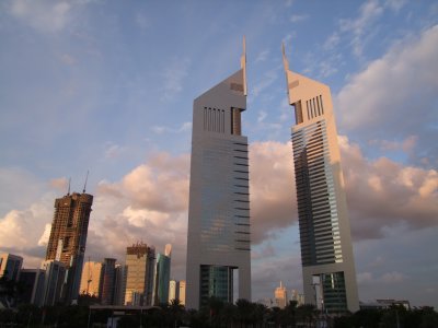 Sheikh Zayed Road and Emirates Towers Dubai.jpg