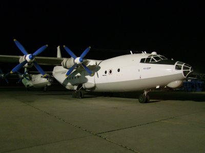 1850 8th January 09 AN12s parked up at night in Sharjah Airport.jpg
