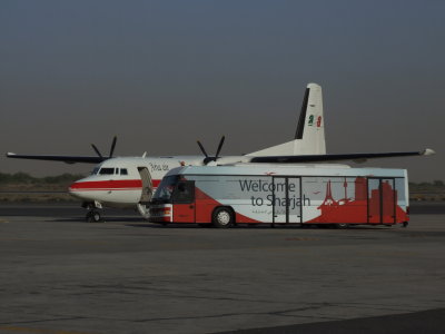 1657 14th February 08 Aria Air Disembarking at Sharjah Airport.JPG