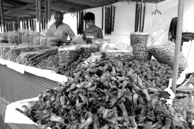 Nuts and dried fruit on the market in Kitti