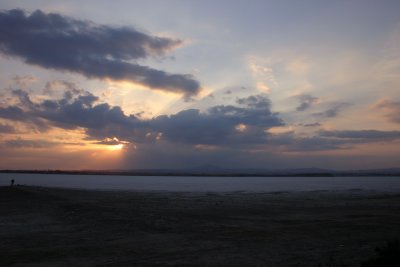 Sunset over the salt lake at Larnaca