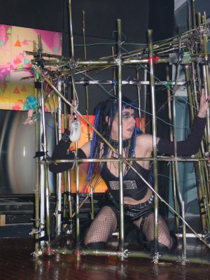 DSC00003.JPG Oni akak Christina at Secret Room Fetish Party at Future nightclub in bamboo cage I built, 