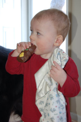 His first chocolate bunny