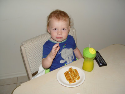 On Mommy's morning to get up with Liam and feed him breakfast