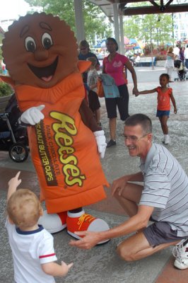 Liam wouldn't stand next to the character, he would only point from afair or sneak up on it from behind and poke it