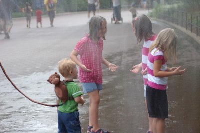 Playing in the mist station