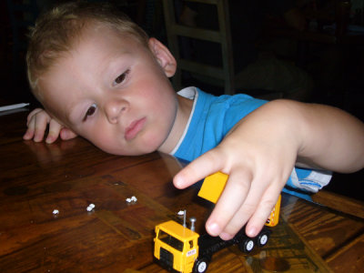 That trash truck kept him occupied the entire meal