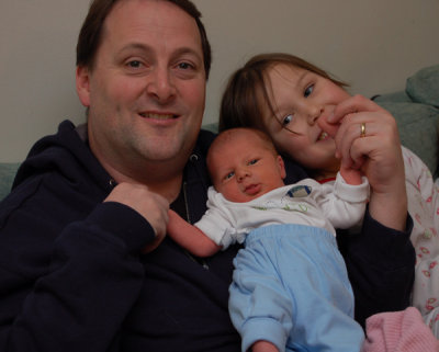 Rory and Liam watching the big game with Daddy
