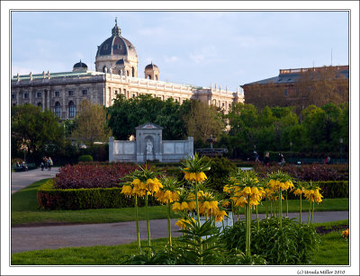 Volksgarten mit Grillparzer Monument and Parliament