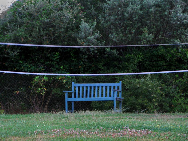 Bench and Badminton net. France.jpg