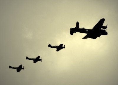 Lancaster Hurricane and two Spitfires.Biggin Hill.jpg