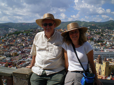 Steve Marsh and Linda McCann at the La Pipila Monument Overlook, Guanajuato