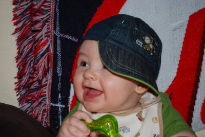 Caden in his first hat