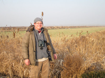 Mike Todd with Red-crowned Cranes in background
