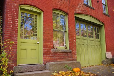 Green Doors and Red Brick