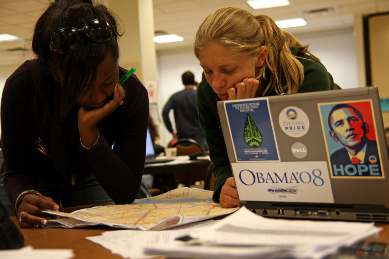 working together at Obama's Detroit Campaign Headquarters