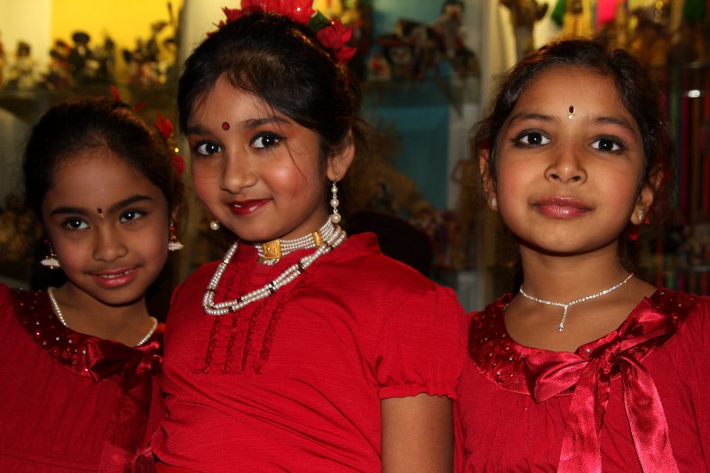 three young performers with the Hindu Temple Rhythms