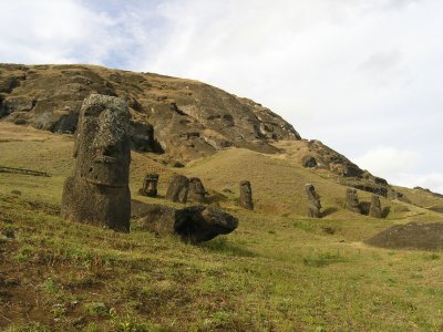 ...where wind, rain, and lichen ravaged faces stick out of the earth like a cluster of startled mushrooms.....