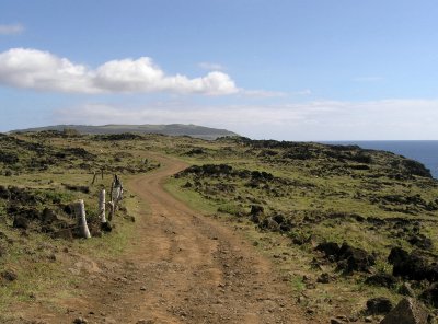 the road on west and south, traversing a volcanic landscape, is quite rough.....