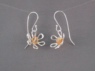 Each 1.5 cm diameter earring has a citrine bead in the centre.