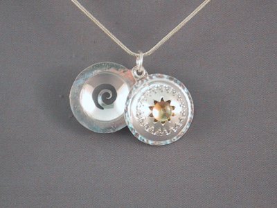 The citrine locket open - note how it swivels open rather than being hinged.