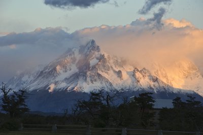 Mountains Behind Hotel at Sunrise