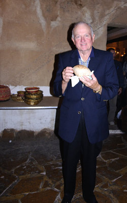 Bill Crays Eating Bread in Heritage Village in Dammam