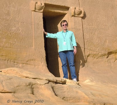 Nancy Crays in Nabatean Ruins, Mada'in Saleh