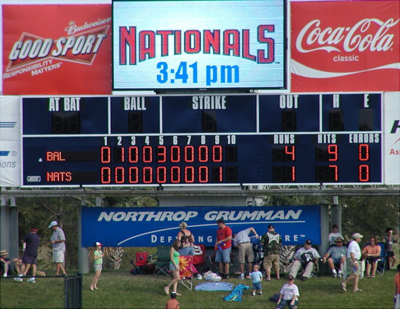 New this season is the electronic scoreboard. The HDTV looks great, but I wish they kept the Fenway Park hand score part.