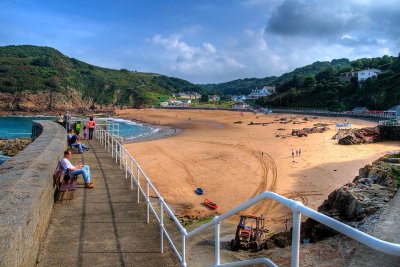 Pier and beach, Greve du Lecq, Jersey