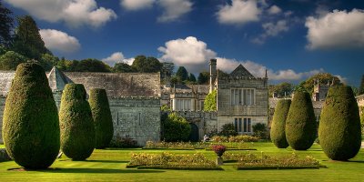 Lanhydrock ~ Yew trees and house (1900)