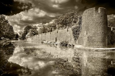 Tower and moat, Wells, Somerset (IR)