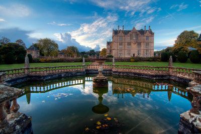 Fountain and house, Montacute, Somerset