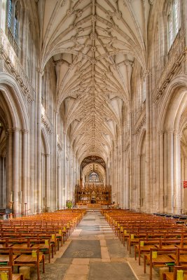 Chairs and nave, Winchester Cathedral