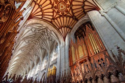 Organ pipes and ceiling, Winchester Cathedral