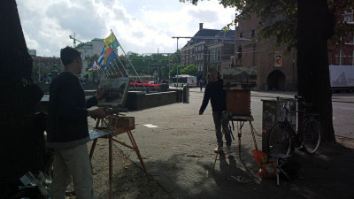 Painters at the corner of Lange Vijverberg and Buitenhof